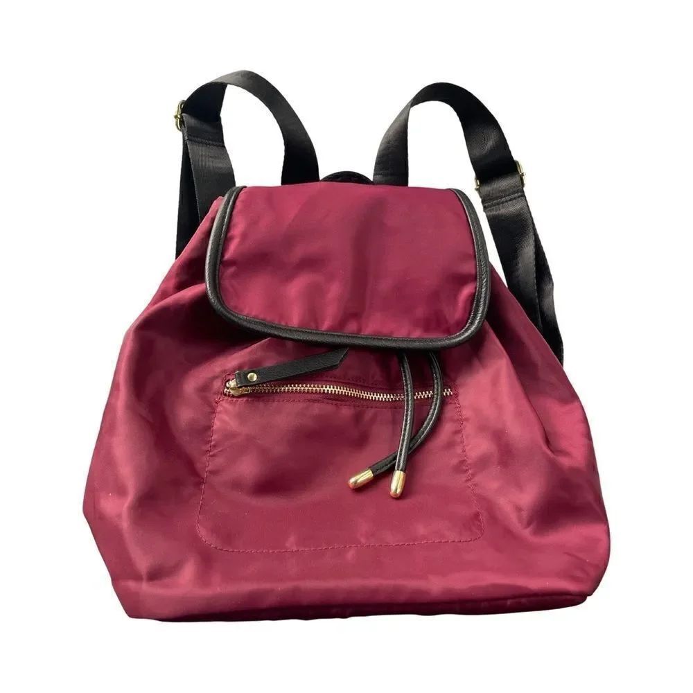 Compact Rucksack Backpack in Magenta Trimmed in Black